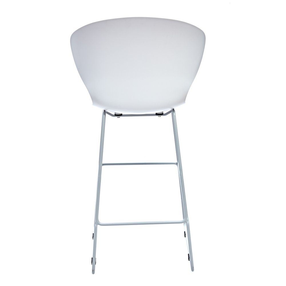 Set of Two 26" White And Silver Heavy Duty Plastic And Metal Low Back Counter Height Bar Chairs HomeRoots