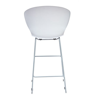Set of Two 26" White And Silver Heavy Duty Plastic And Metal Low Back Counter Height Bar Chairs HomeRoots