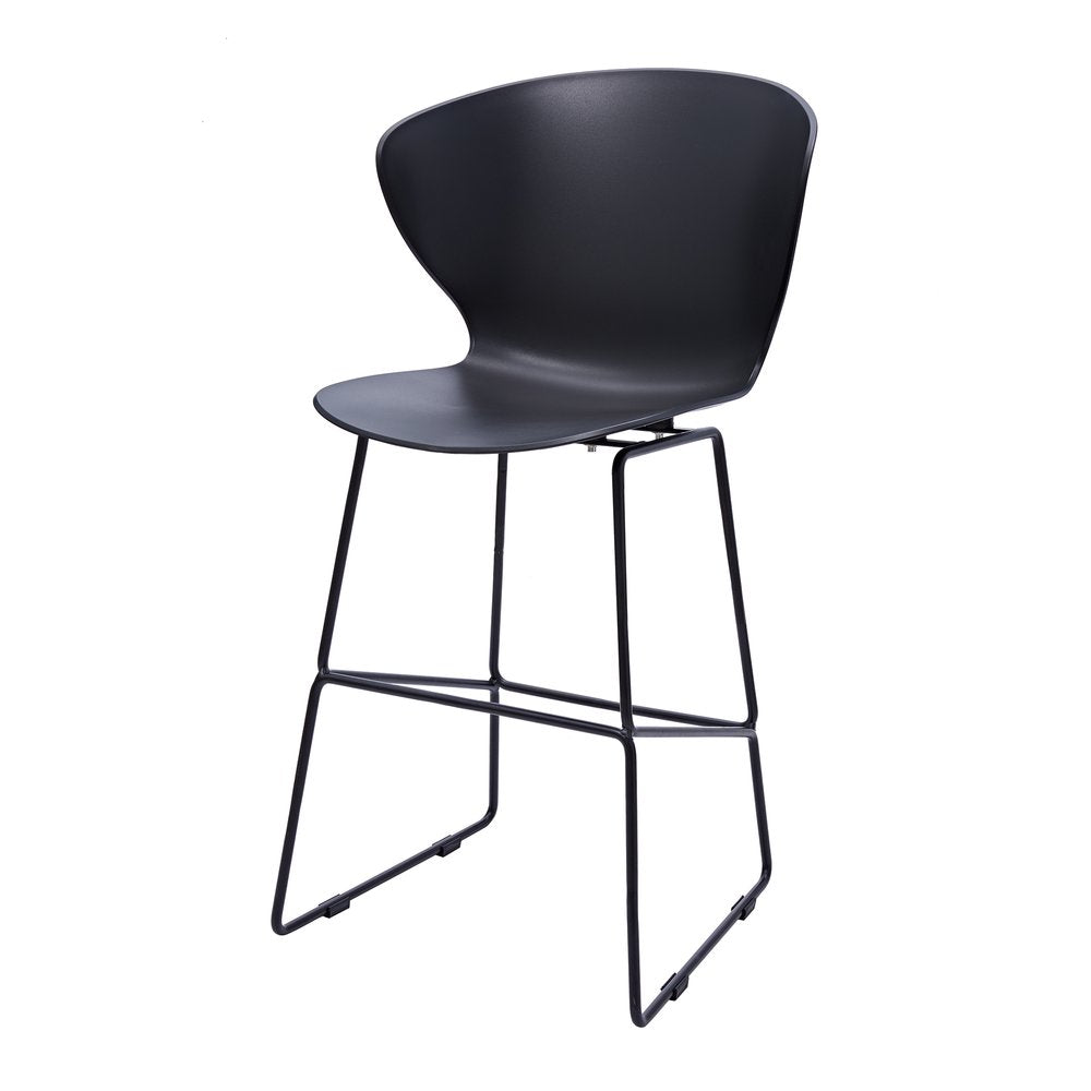 Set of Two 30" Black Heavy Duty Plastic And Metal Low Back Bar Height Bar Chairs HomeRoots