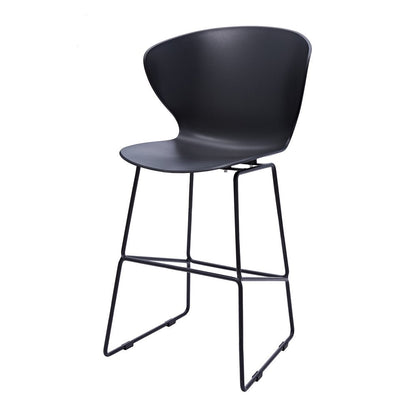 Set of Two 30" Black Heavy Duty Plastic And Metal Low Back Bar Height Bar Chairs HomeRoots