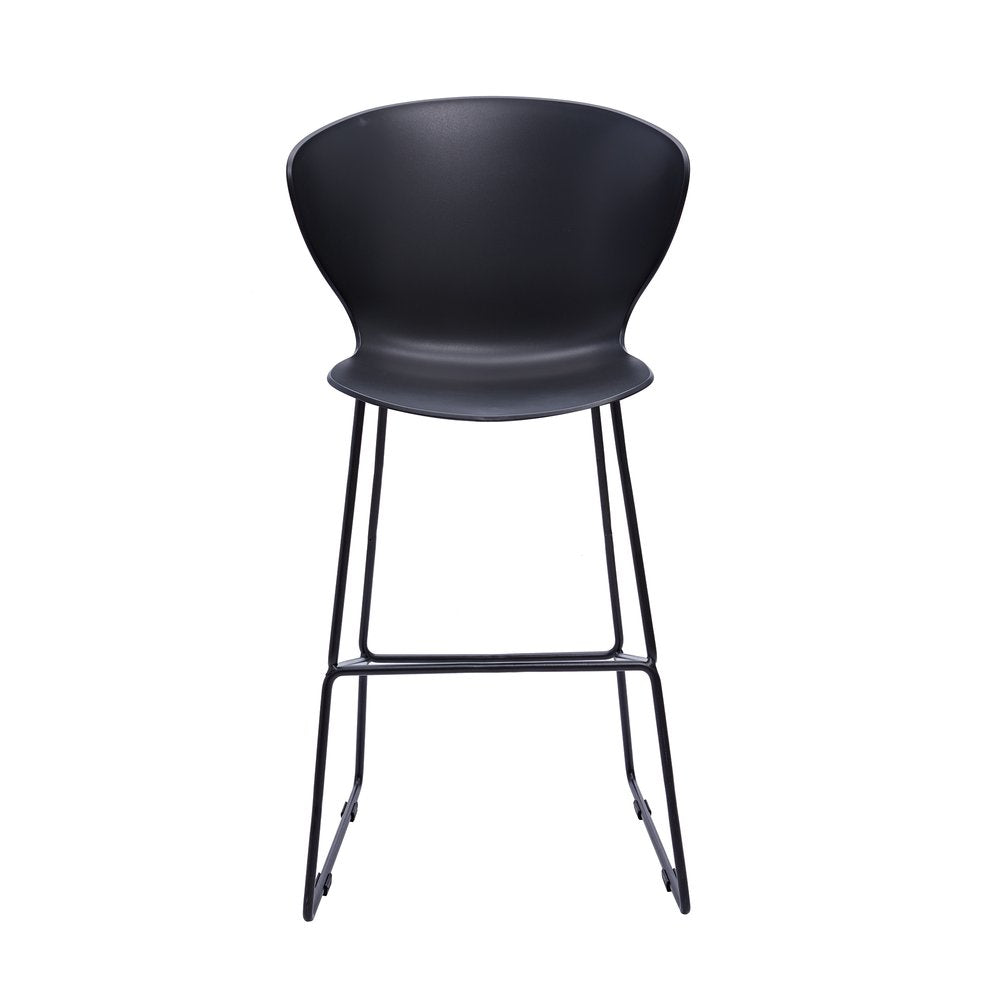 Set of Two 30" Black Heavy Duty Plastic And Metal Low Back Bar Height Bar Chairs HomeRoots