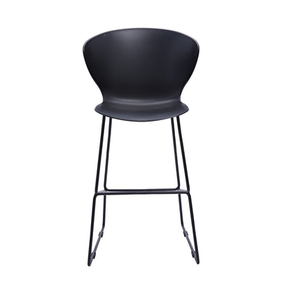 Set of Two 30" Black Heavy Duty Plastic And Metal Low Back Bar Height Bar Chairs HomeRoots