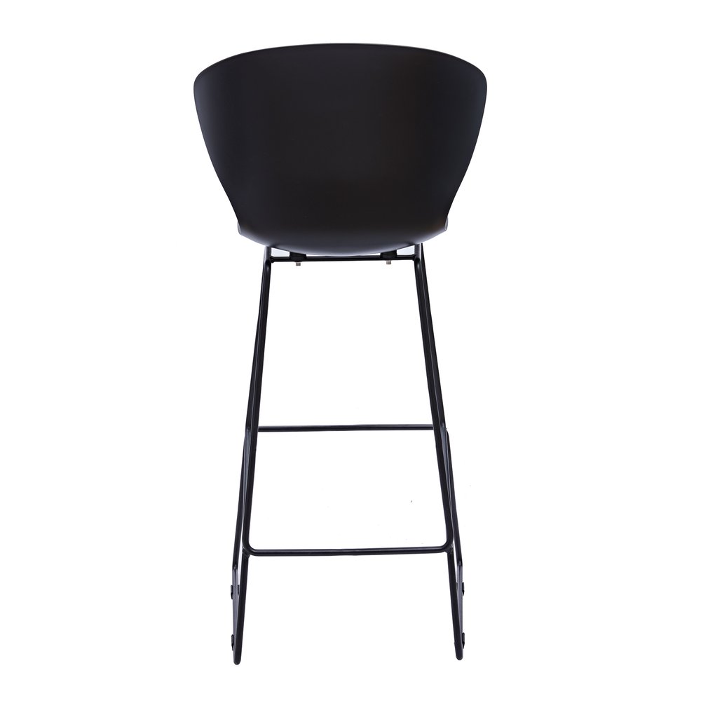Set of Two 30" Black Heavy Duty Plastic And Metal Low Back Bar Height Bar Chairs HomeRoots