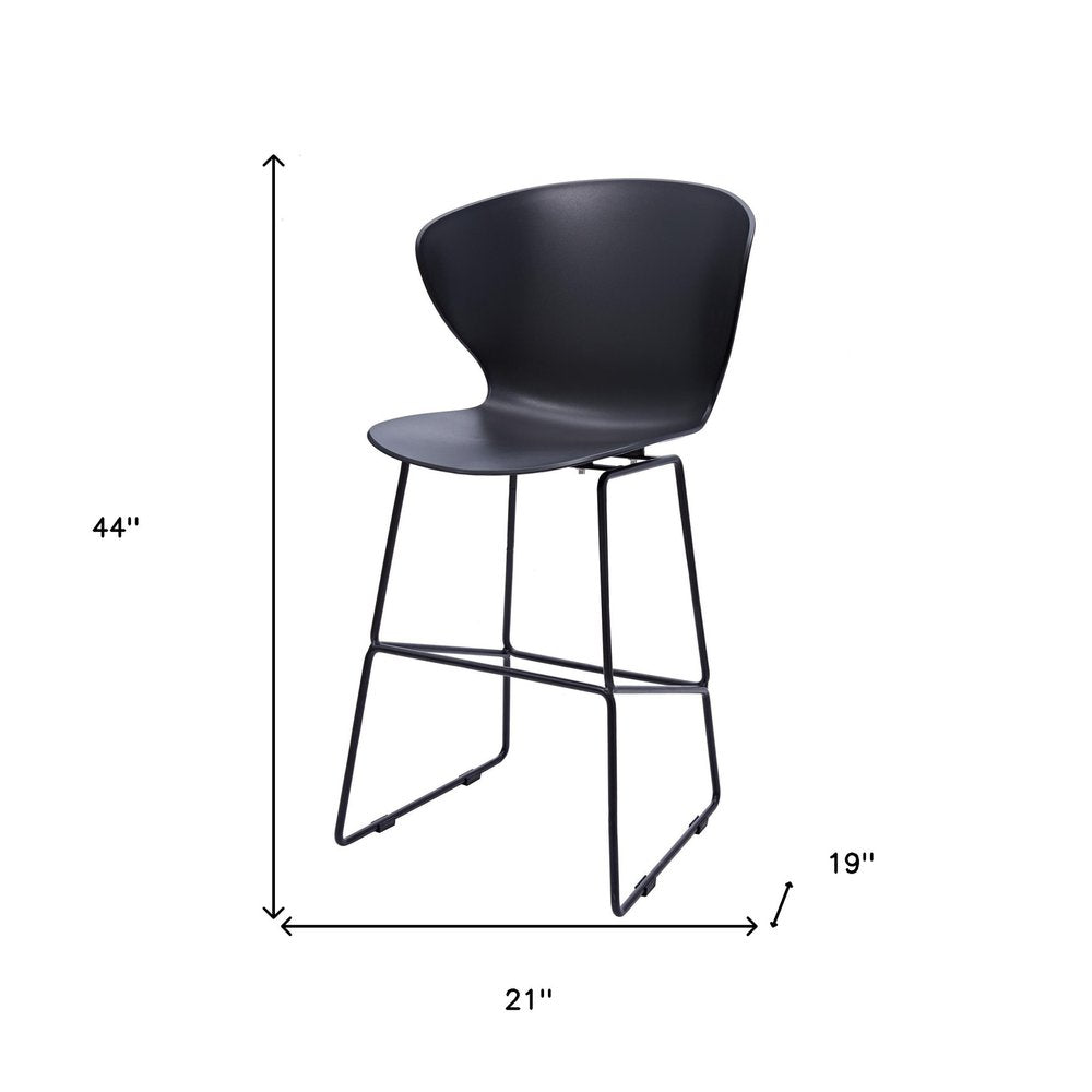Set of Two 30" Black Heavy Duty Plastic And Metal Low Back Bar Height Bar Chairs HomeRoots