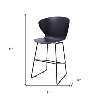Set of Two 30" Black Heavy Duty Plastic And Metal Low Back Bar Height Bar Chairs HomeRoots