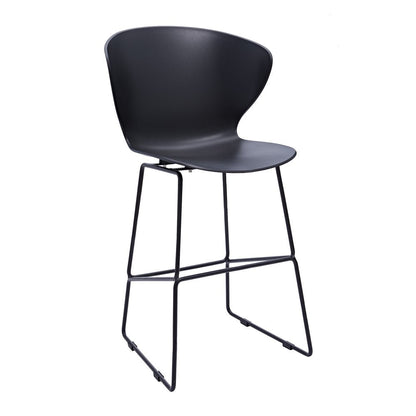 Set of Two 30" Black Heavy Duty Plastic And Metal Low Back Bar Height Bar Chairs HomeRoots