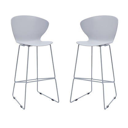 Set of Two 30" Gray Heavy Duty Plastic And Metal Low Back Bar Height Bar Chairs HomeRoots