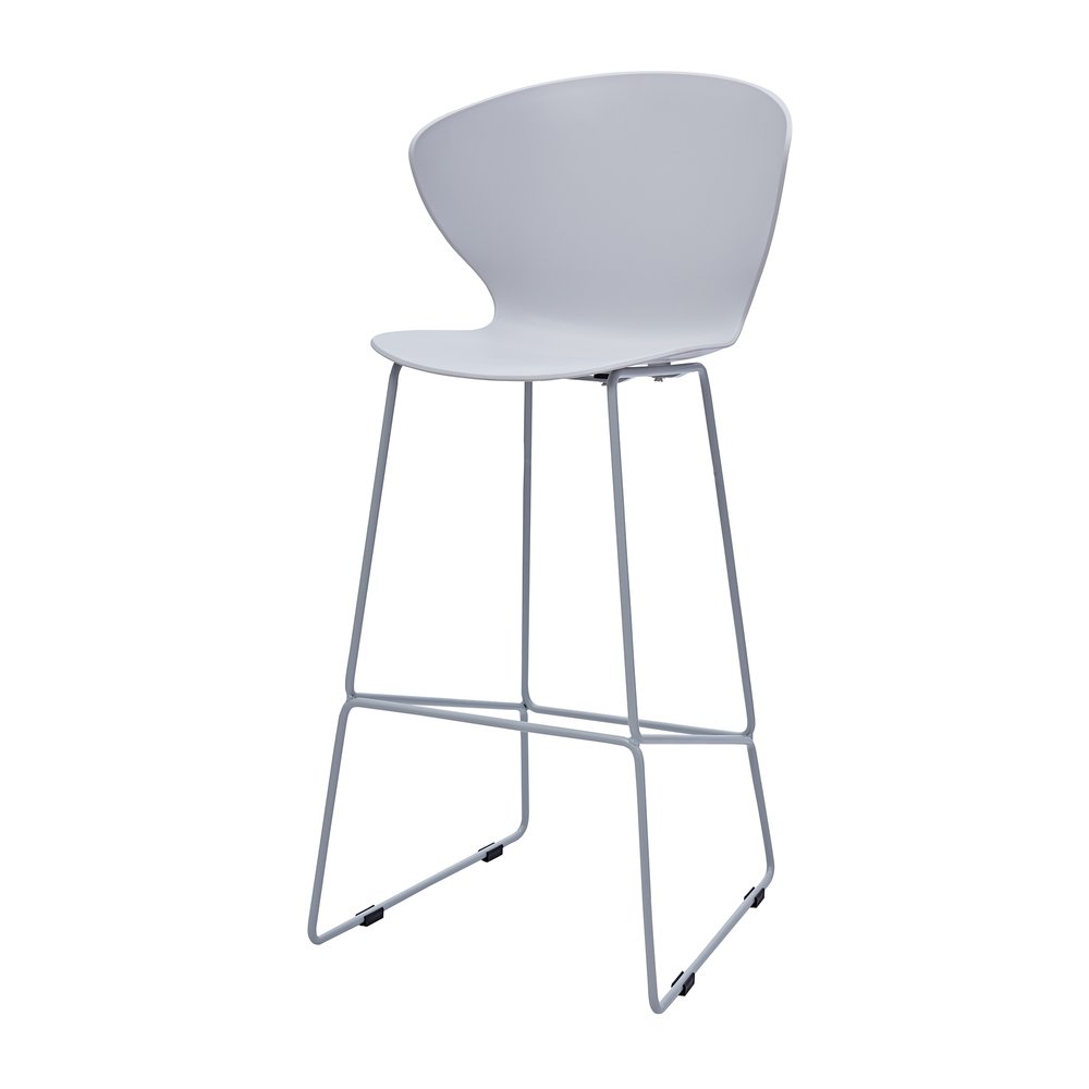 Set of Two 30" Gray Heavy Duty Plastic And Metal Low Back Bar Height Bar Chairs HomeRoots