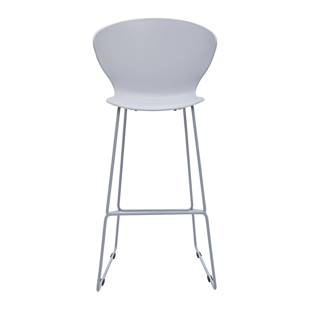 Set of Two 30" Gray Heavy Duty Plastic And Metal Low Back Bar Height Bar Chairs HomeRoots