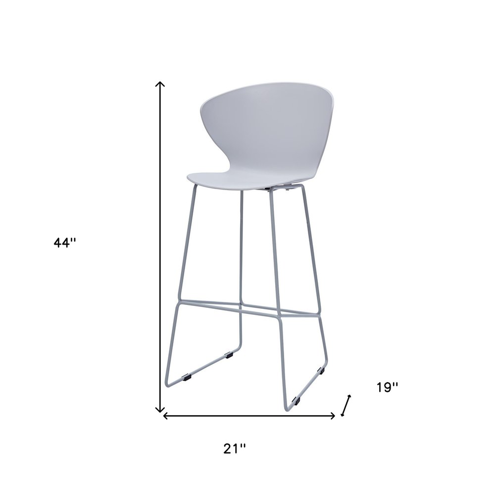 Set of Two 30" Gray Heavy Duty Plastic And Metal Low Back Bar Height Bar Chairs HomeRoots