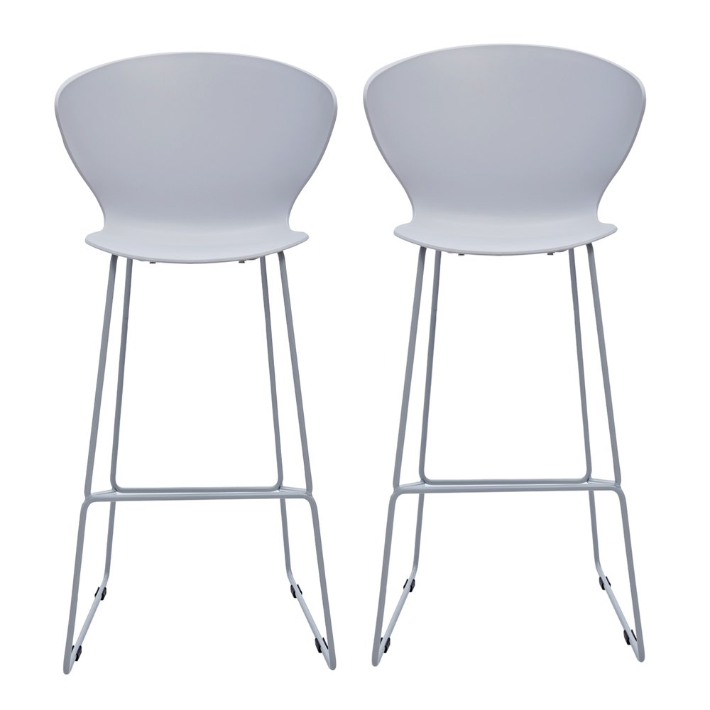 Set of Two 30" Gray Heavy Duty Plastic And Metal Low Back Bar Height Bar Chairs HomeRoots