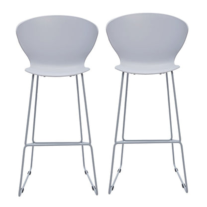 Set of Two 30" Gray Heavy Duty Plastic And Metal Low Back Bar Height Bar Chairs HomeRoots