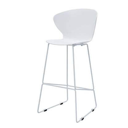 Set of Two 30" White And Silver Heavy Duty Plastic And Metal Low Back Bar Height Bar Chairs HomeRoots