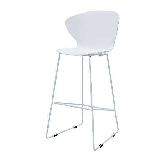 Set of Two 30" White And Silver Heavy Duty Plastic And Metal Low Back Bar Height Bar Chairs HomeRoots