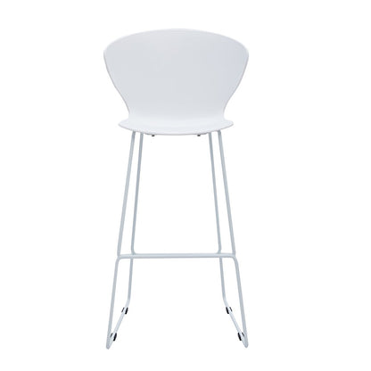 Set of Two 30" White And Silver Heavy Duty Plastic And Metal Low Back Bar Height Bar Chairs HomeRoots