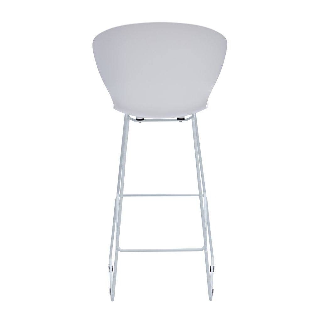 Set of Two 30" White And Silver Heavy Duty Plastic And Metal Low Back Bar Height Bar Chairs HomeRoots