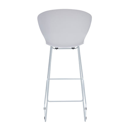 Set of Two 30" White And Silver Heavy Duty Plastic And Metal Low Back Bar Height Bar Chairs HomeRoots