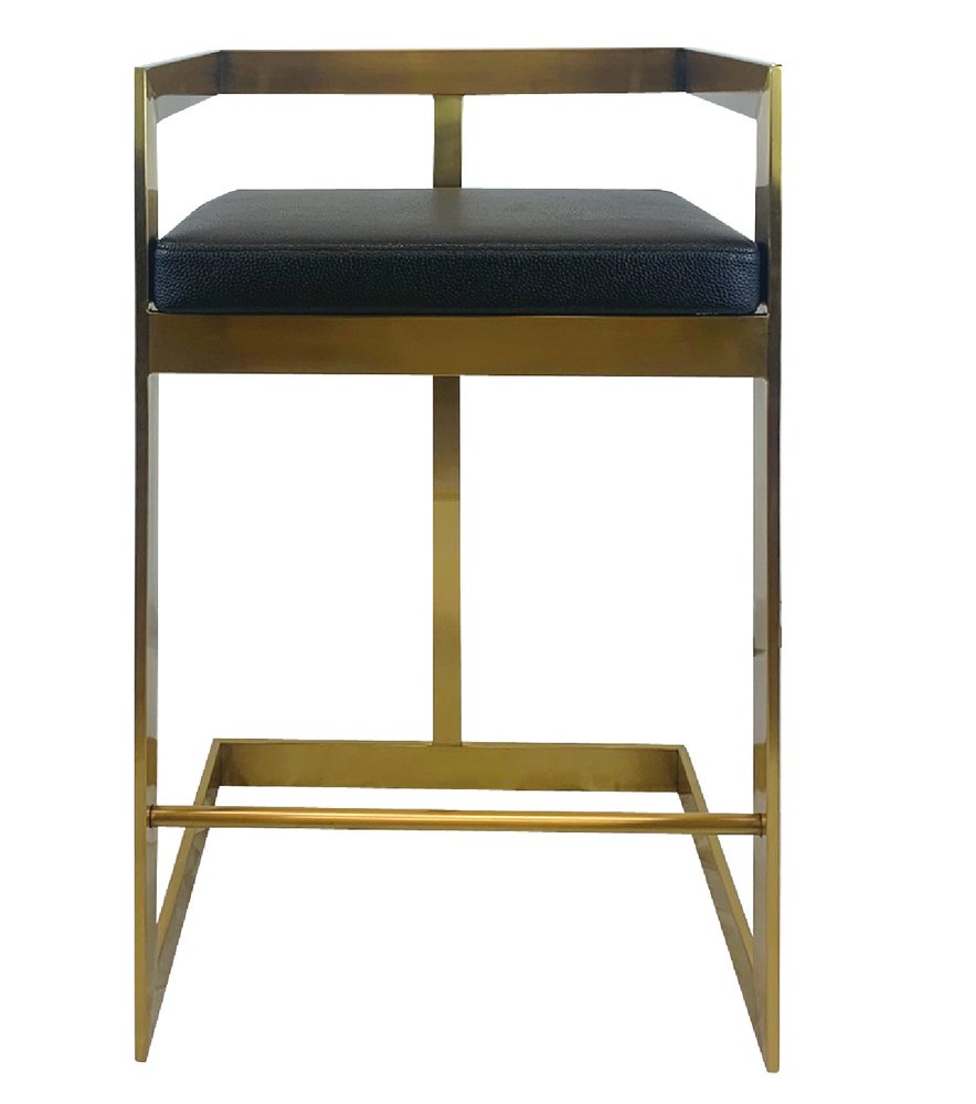 26" Black And Gold Faux Leather And Steel Low Back Counter Height Bar Chair HomeRoots
