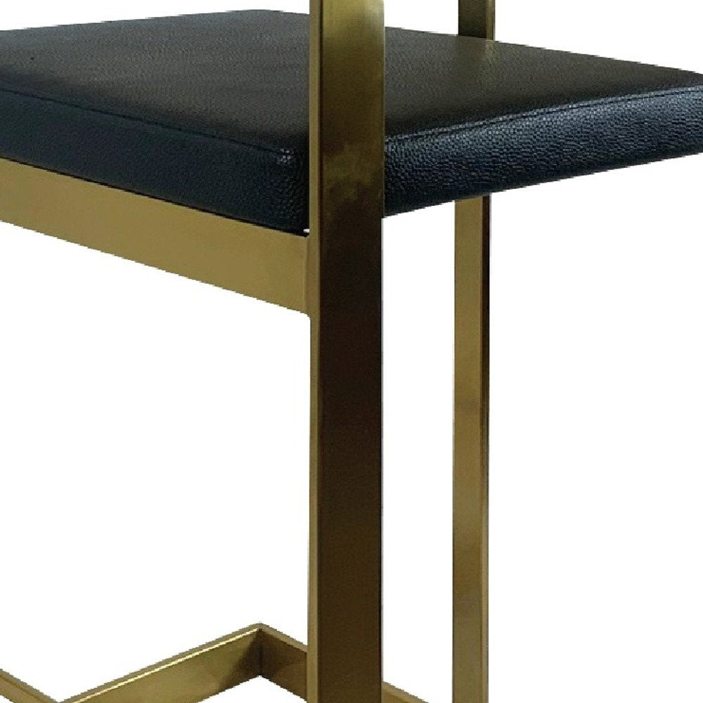26" Black And Gold Faux Leather And Steel Low Back Counter Height Bar Chair HomeRoots