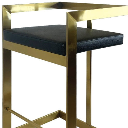 26" Black And Gold Faux Leather And Steel Low Back Counter Height Bar Chair HomeRoots