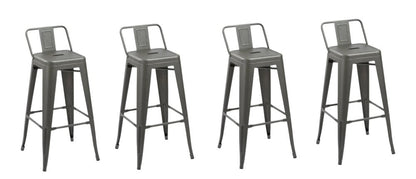 Set of Four 26" Dark Gray Steel And Metal Low Back Counter Height Bar Chairs HomeRoots