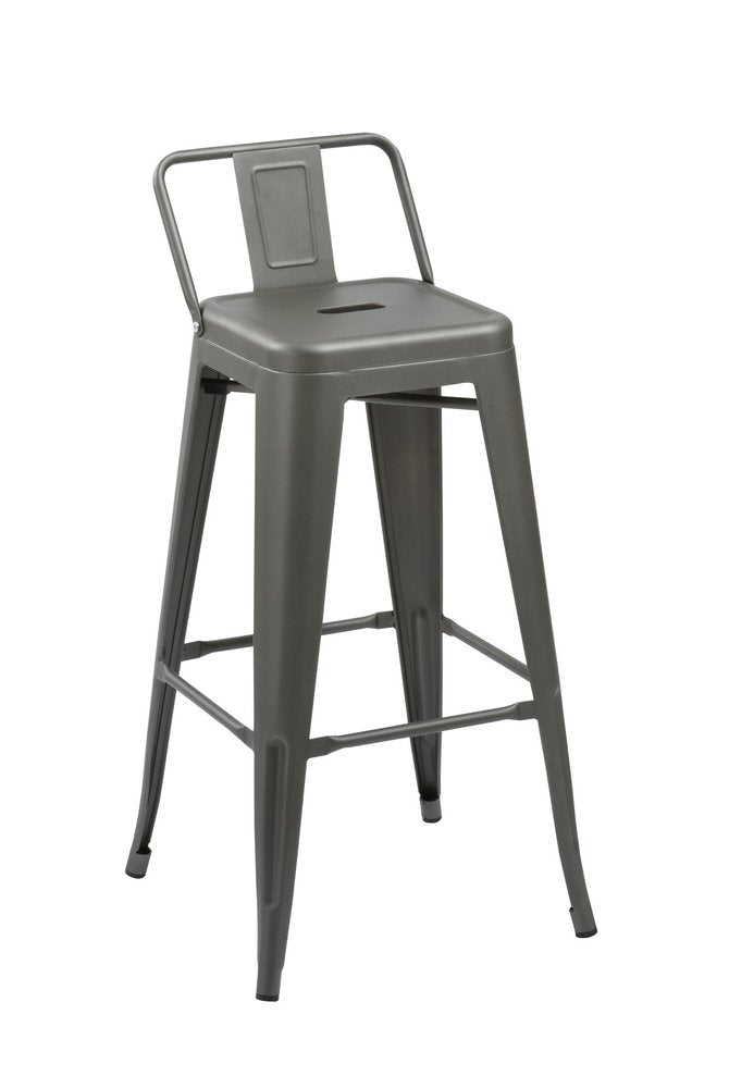 Set of Four 26" Dark Gray Steel And Metal Low Back Counter Height Bar Chairs HomeRoots
