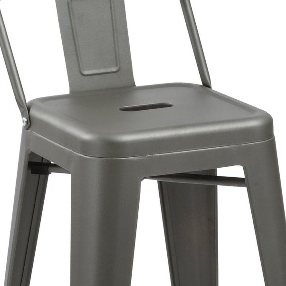 Set of Four 26" Dark Gray Steel And Metal Low Back Counter Height Bar Chairs HomeRoots