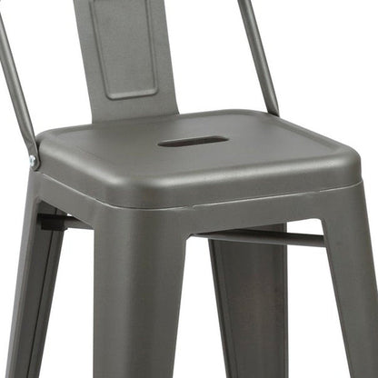 Set of Four 26" Dark Gray Steel And Metal Low Back Counter Height Bar Chairs HomeRoots