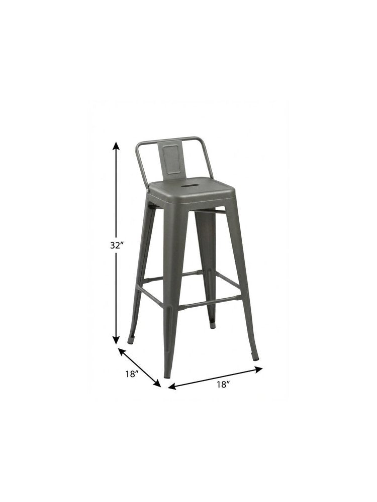 Set of Four 26" Dark Gray Steel And Metal Low Back Counter Height Bar Chairs HomeRoots