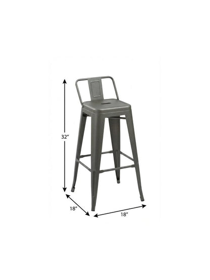 Set of Four 26" Dark Gray Steel And Metal Low Back Counter Height Bar Chairs HomeRoots