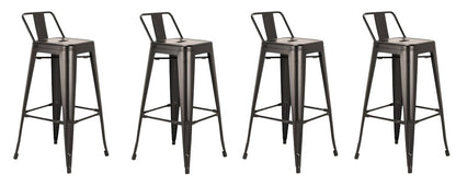 Set of Four 26" Black Steel And Metal Low Back Counter Height Bar Chairs HomeRoots