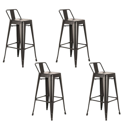 Set of Four 26" Black Steel And Metal Low Back Counter Height Bar Chairs HomeRoots