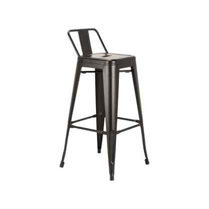 Set of Four 26" Black Steel And Metal Low Back Counter Height Bar Chairs HomeRoots