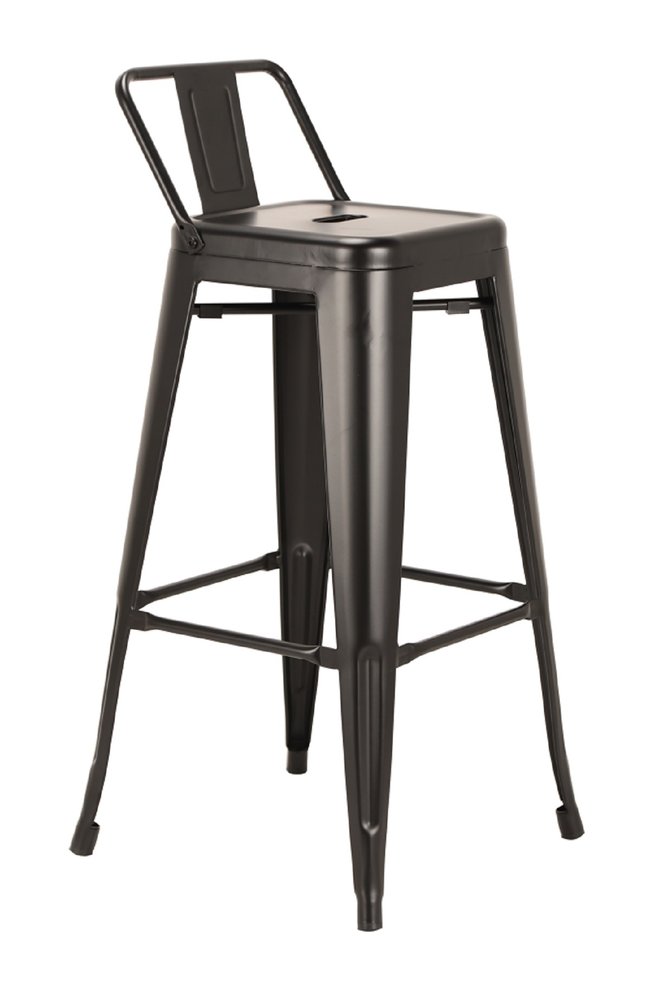 Set of Four 26" Black Steel And Metal Low Back Counter Height Bar Chairs HomeRoots