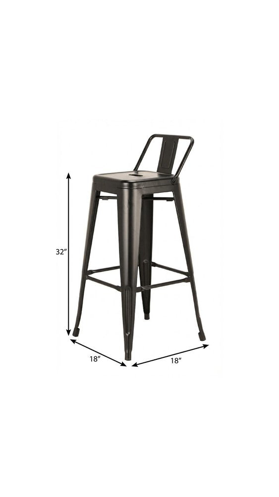 Set of Four 26" Black Steel And Metal Low Back Counter Height Bar Chairs HomeRoots
