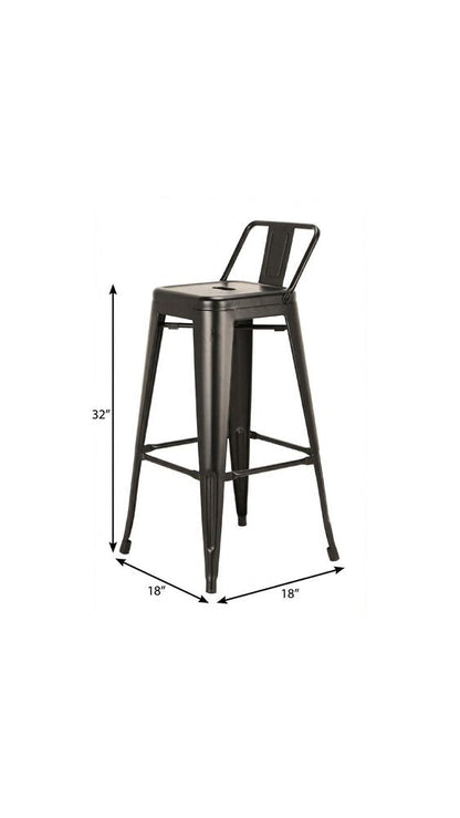 Set of Four 26" Black Steel And Metal Low Back Counter Height Bar Chairs HomeRoots