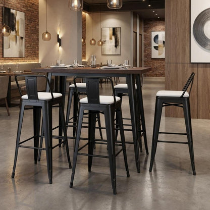 Set of Four 26" Black Steel And Metal Low Back Counter Height Bar Chairs HomeRoots