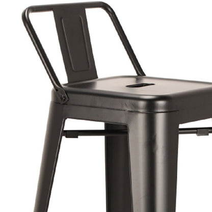 Set of Four 26" Black Steel And Metal Low Back Counter Height Bar Chairs HomeRoots