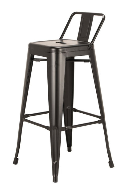Set of Four 26" Black Steel And Metal Low Back Counter Height Bar Chairs HomeRoots