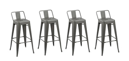 Set of Four 26" Gray Steel And Metal Low Back Counter Height Bar Chairs HomeRoots