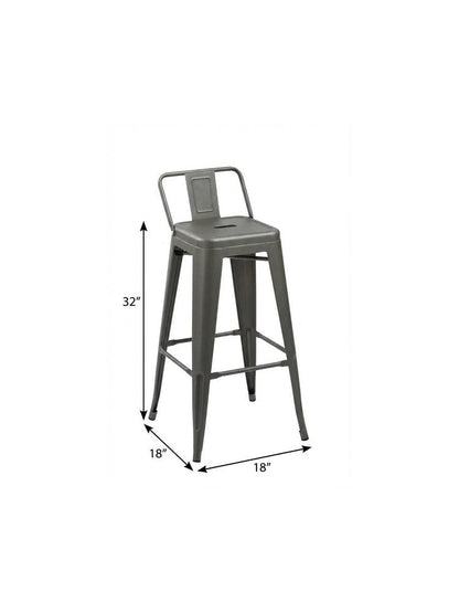Set of Four 26" Gray Steel And Metal Low Back Counter Height Bar Chairs HomeRoots