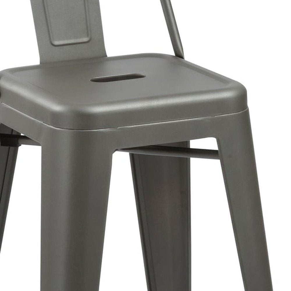 Set of Four 26" Gray Steel And Metal Low Back Counter Height Bar Chairs HomeRoots