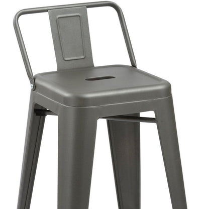 Set of Four 26" Gray Steel And Metal Low Back Counter Height Bar Chairs HomeRoots