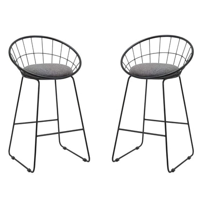 Set of Two 26" Gray And Black Fabric And Metal Low Back Counter Height Bar Chairs HomeRoots