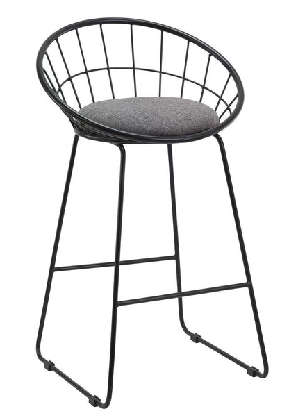 Set of Two 26" Gray And Black Fabric And Metal Low Back Counter Height Bar Chairs HomeRoots