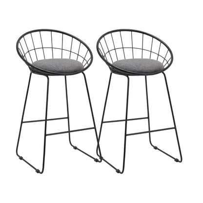 Set of Two 26" Gray And Black Fabric And Metal Low Back Counter Height Bar Chairs HomeRoots