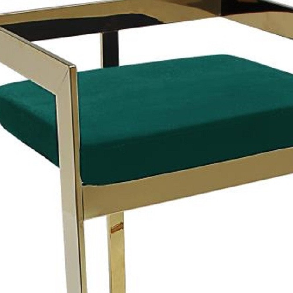 30" Green And Gold Velvet And Metal Low Back Bar Height Bar Chair HomeRoots