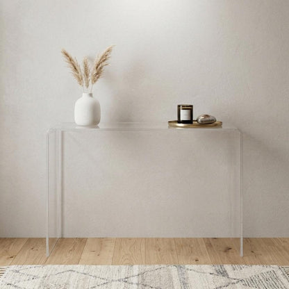 47" White Glass Frame Console Table HomeRoots