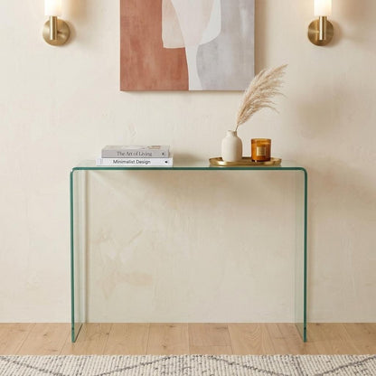 43" Clear Glass Frame Console Table HomeRoots