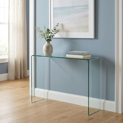 43" Clear Glass Frame Console Table HomeRoots